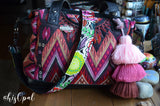 Hand Made Purse Strap, Floral Print, Black Back, Cross Body Strap, 44.5 inches