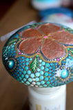 Flower Mandala Stone, Hand Painted Rock, Boho Decor, Hand Painted Stone, Real Flower Petals