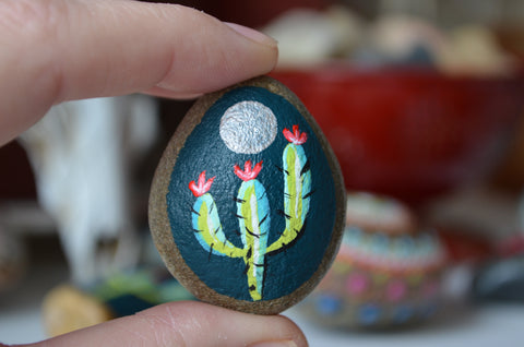 Cactus Decor, Hand Painted Rock, Southwestern Decor, Saguaro Cactus Rock