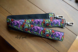 Hand Made Purse Strap, "Monkey Wrench" Black Back, Cross Body Strap, 44 inches