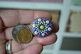 Cute Fridge Magnet, Painted Rock Magnet, Mini Mandala Magnet, Kitchen Decor, Neon