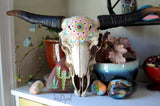 Hand Painted Skull, Faux Cow Skull, Mandala Skull, Boho Decor Art, Skull Wall Hanging, canvas