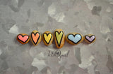 Fridge Magnet Set, Painted Rock Hearts, Mini Pastel Rainbow Heart Magnets, Refrigerator Magnets