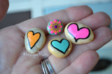 Cute Fridge Magnets, Hand Painted Rock, Mini Heart Magnets, 4 Refrigerator Magnets, Kitchen Decor