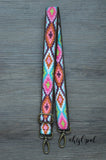 Hand Made Purse Strap, 1 inch wide, "Arrowhead Sunkissed Aqua" Brown Back Adjustable Strap 27 to 48 inches