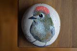 Ruby Crowned Kinglet Bird, Hand Painted Rock, Unique Gift, Bird Watcher Gift