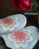 Hand Painted Coral Mandala Rothy's, Painted Shoes, Slip On Sneakers, Size 8.5, (canvas section)