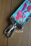 Hand Made Purse Strap, Turquoise "Chippy" Grey Back, Over the Shoulder Strap, 27.5 inches