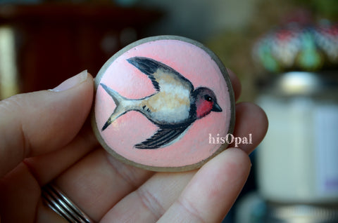 Bird Fridge Magnet, Painted Rock Magnet, Nature Lover Gift, Refrigerator Magnet, Kitchen Decor, Housewarming