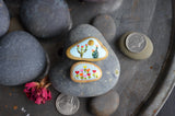 Painted Rock Duo, Desktop Decor, Hand Painted Rocks, Cactus Decor Art, Cactus Flower