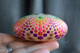 Hand Painted Mandala Wooden Pebble, Boho Wedding, Jewel Drop Mandala, Faux Painted Rock