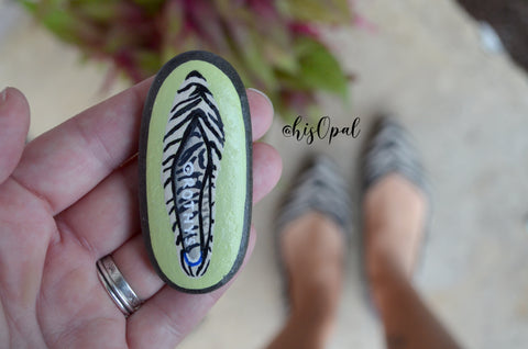 Hand Painted Rock, Brand Name Shoes, Black Zebra, Points, Keepsake Stone, Painted Shoes