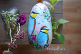 Bird Painted Rock, Hand Painted Stone, Bird Watching, Bird Art, Bee Eaters w/Bees and flowers