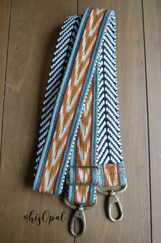 Hand Made Purse Strap, "Esperanza" Chevron Back, Adjustable Strap, 28 to 48 inches