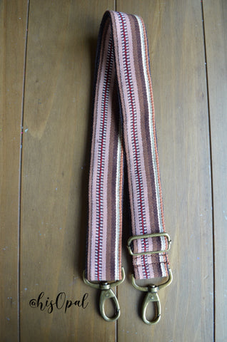 Hand Made Purse Strap, "Esperanza" Brown Back, Extra Long Adjustable Strap, 28 to 48 inches