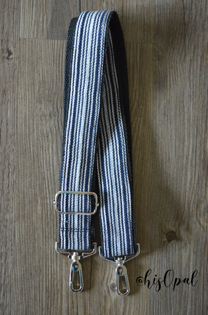 Hand Made Purse Strap, "Lobo" Black Back, Adjustable Strap, 25 to 42.5 inches