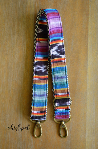 Hand Made Purse Strap, "Bird of Paradise" Chevron Back, Adjustable Strap, approx. 27 to 46 inches