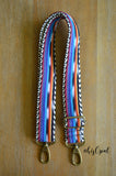 Hand Made Purse Strap, "Bird of Paradise" Chevron Back, Adjustable Strap, approx. 27 to 46 inches