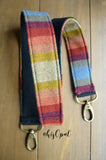 Hand Made Purse Strap, "Mexico Wool" Black Back, Over the Shoulder Strap, 39 inches