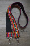 Hand Made Purse Strap, "Sedona" Black Back, Adjustable Strap, 25 to 42 inches