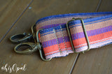 Hand Made Purse Strap, "Sunset" Navy Back, Adjustable Strap, 25 to 43 inches