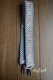 Hand Made Purse Strap, Black and White with Roses, Over the Shoulder Strap, 24 inches