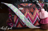 Hand Made Purse Strap, Baby Teal Boho Print, Light Pink Back, Over the Shoulder Strap, 28 inches