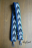 Hand Made Purse Strap, "Baja" Black Back, Adjustable Strap, 28 to 49 inches