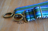 Hand Made Purse Strap, "Baja Blues" Chevron Back, Adjustable Strap, 29.5 to 51 inches
