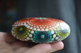 Copper Sun Mandala, Hand Painted Rock, Mandala Stone, Mandala Paperweight, Gift for Her