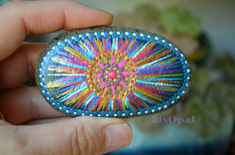 Sun Painted Rock, Hand Painted Stone, Sunshine Art, hisOpal Rocks, gift for her, gift for him, unique gift