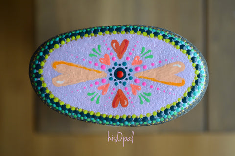 Valentine Painted Rock, Hand Painted Stone, Heart Art, hisOpal Rocks, gift for her