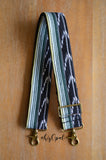 Hand Made Two Inch Wide Purse Strap, "Black Rainbow Olive" Black Back Adjustable Strap approx. 27 to 46 inches