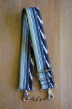 Hand Made Two Inch Wide Purse Strap, "Black Rainbow Olive" Black Back Adjustable Strap approx. 27 to 46 inches