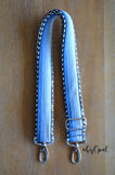 Hand Made Purse Strap, "Black Rainbow Blues" Chevron Back Adjustable Strap approx. 28 to 49 inches