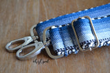 Hand Made Purse Strap, "Black Rainbow Blues" Chevron Back Adjustable Strap approx. 28 to 49 inches