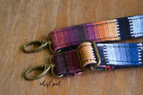 Hand Made, Extra Long Purse Strap, 1 inch wide, "Black Rainbow" Black Back Adjustable Strap approx. 36 to 63.5 inches