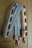 Hand Made Purse Strap, "Tropical Stripes" Chevron Back, Adjustable Strap 26 to 46 inches