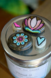 Fridge Magnet Set, Painted Rock Magnets, Lotus Flower Magnet, Mini Mandala Magnet, Hearts