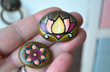 Fridge Magnet Set, Painted Rock Magnets, Lotus Flower Magnet, Mini Mandala Magnet