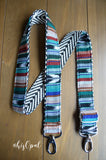 Hand Made Purse Strap, "Blue Lagoon" Chevron Back, Adjustable Strap, approx. 26 to 45 inches
