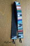 Short Hand Made Purse Strap, "Blue Lagoon" Black Back, Over the Shoulder Strap 24 inches