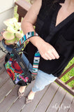 Short Hand Made Purse Strap, "Blue Lagoon" Black Back, Over the Shoulder Strap 24 inches