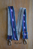 Hand Made Purse Strap, "Blue, Green, Purple" Chevron Back, Adjustable Strap, approx. 27 to 47 inches