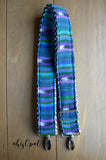 Hand Made Purse Strap, "Blue, Green, Purple" Chevron Back, Adjustable Strap, 25 to 44 inches