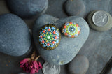 Fridge Magnet Set, Painted Rock Mandalas, Mini Mandala Magnets, Kitchen Decor