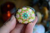 Pocket Mandala Stone, Hand Painted Rock, Mandala Amulet, Meditation Stone, Boho