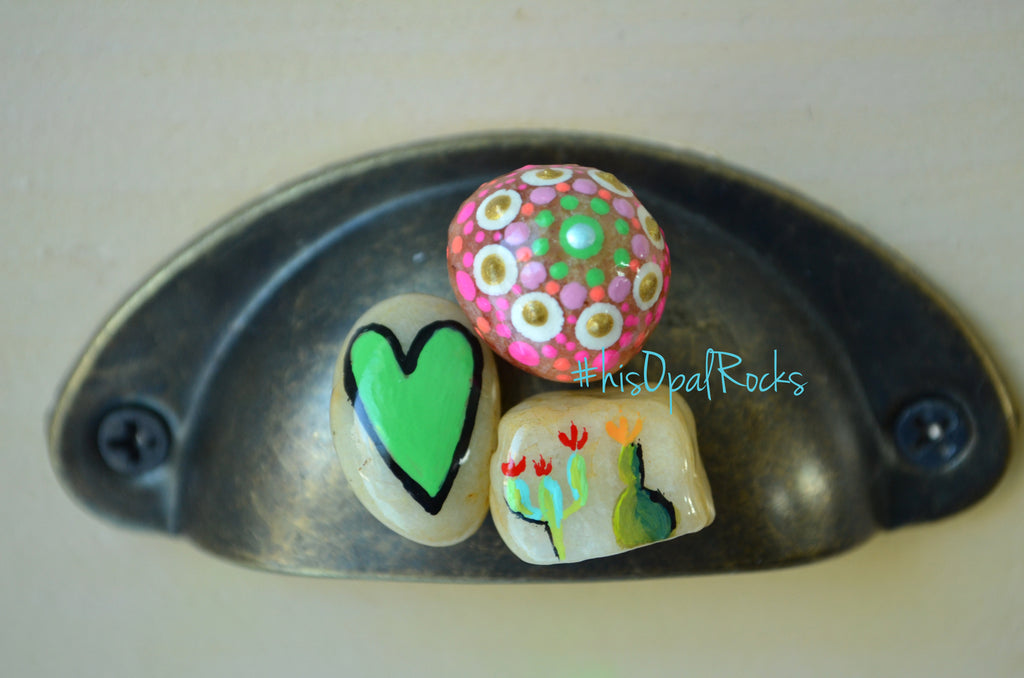 Cute Fridge Magnets, Hand Painted Rock, Mini Magnets, 3 Refrigerator Magnets