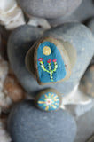 Painted Rock Duo, Desktop Decor, Hand Painted Rocks, Miniature Cactus Mandala Set