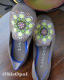 Hand Painted Mandala Shoes, Painted Shoes, Slip On Loafers, Fits Size 6 - 6.5 Rothy's (canvas section)